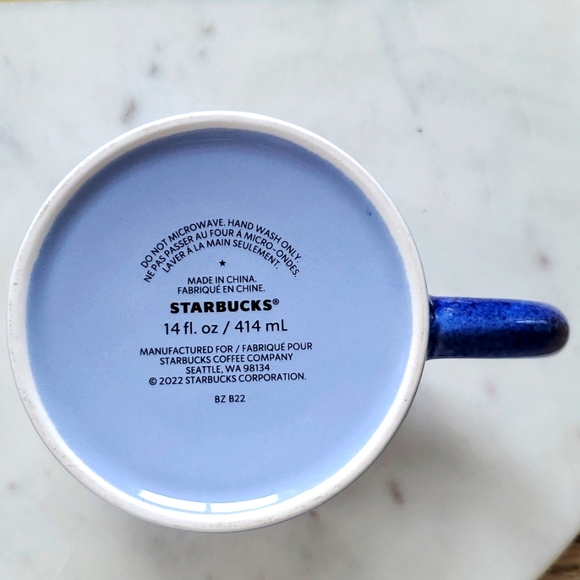 Blue Ombre Starbucks Pottery Style Glazed Scalloped Mug 2022 - Picture 3 of 4